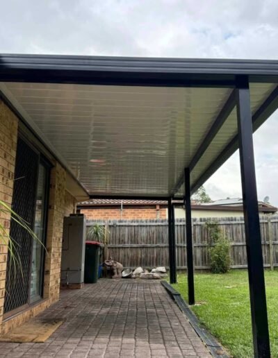 Covered outdoor living area for family gatherings